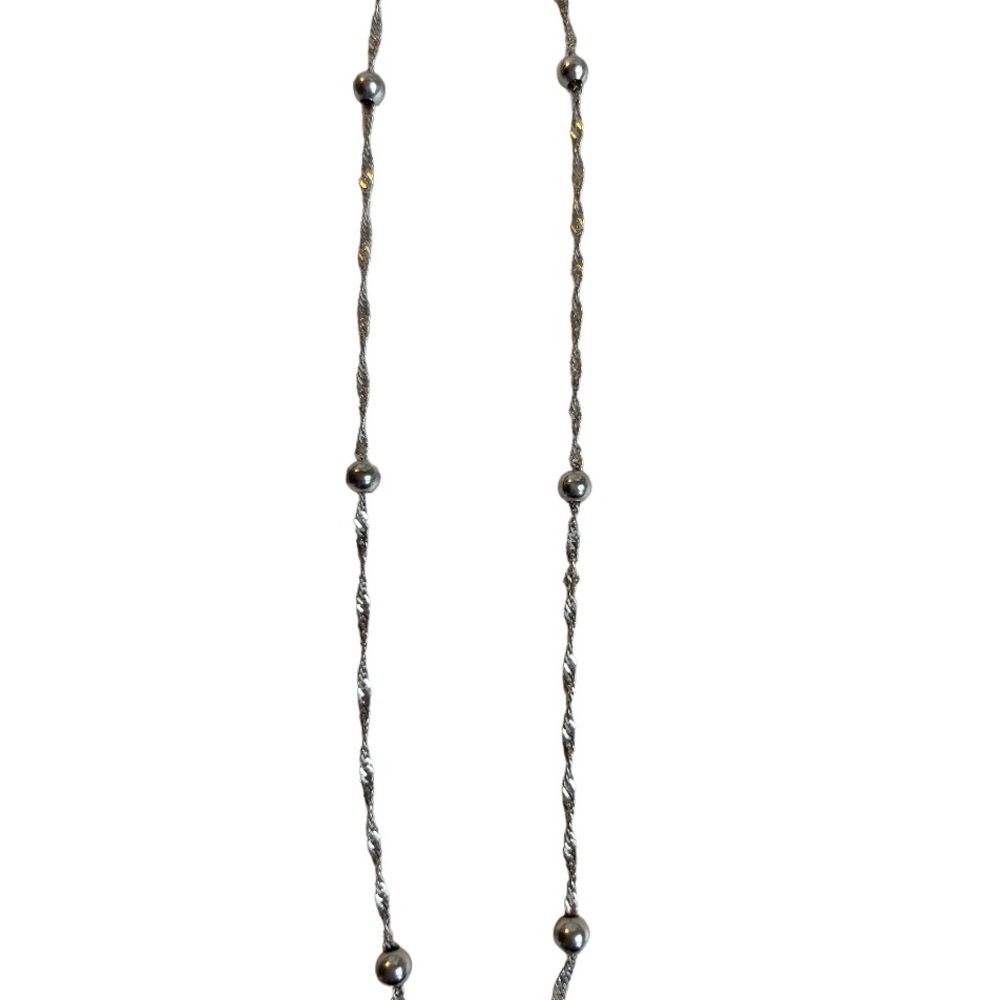18” Sterling Silver Chain Necklace Italy Twist With Bead